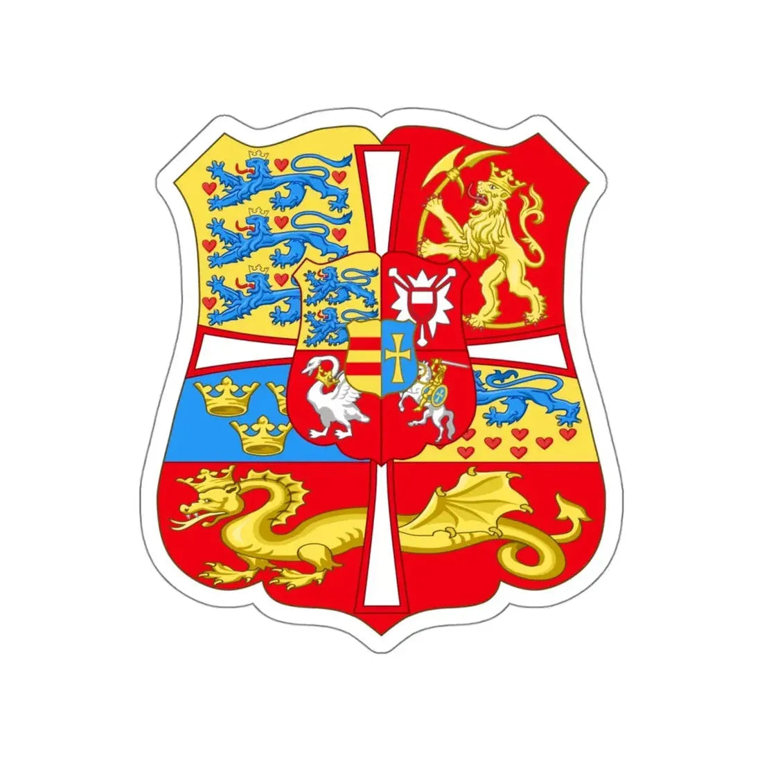 Royal Arms of Norway & Denmark (1559-1699) STICKER Vinyl Die-Cut Decal - The Sticker Space
