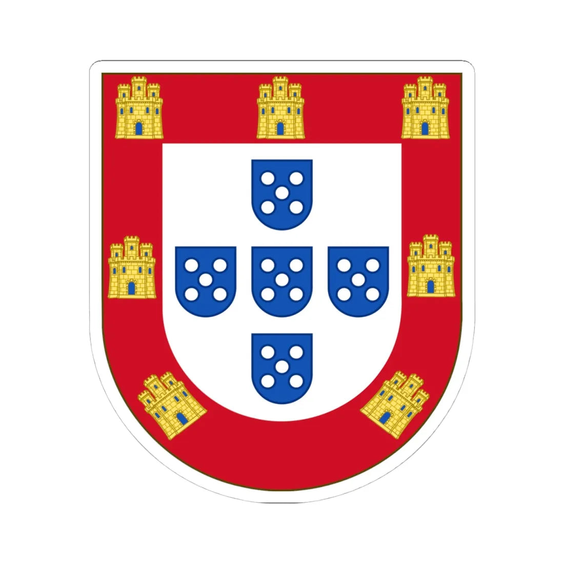 Royal Arms of Portugal (Portugal) (Coat of Arms) STICKER Vinyl Kiss-Cut Decal 4 Inch White - The Sticker Space