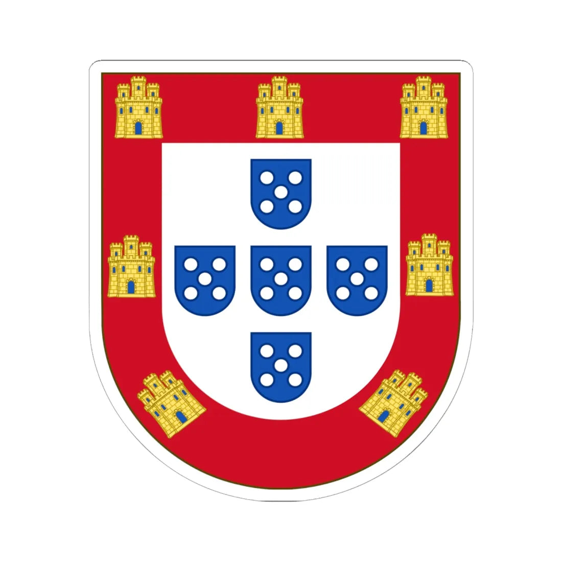Royal Arms of Portugal (Portugal) (Coat of Arms) STICKER Vinyl Kiss-Cut Decal 6 Inch White - The Sticker Space