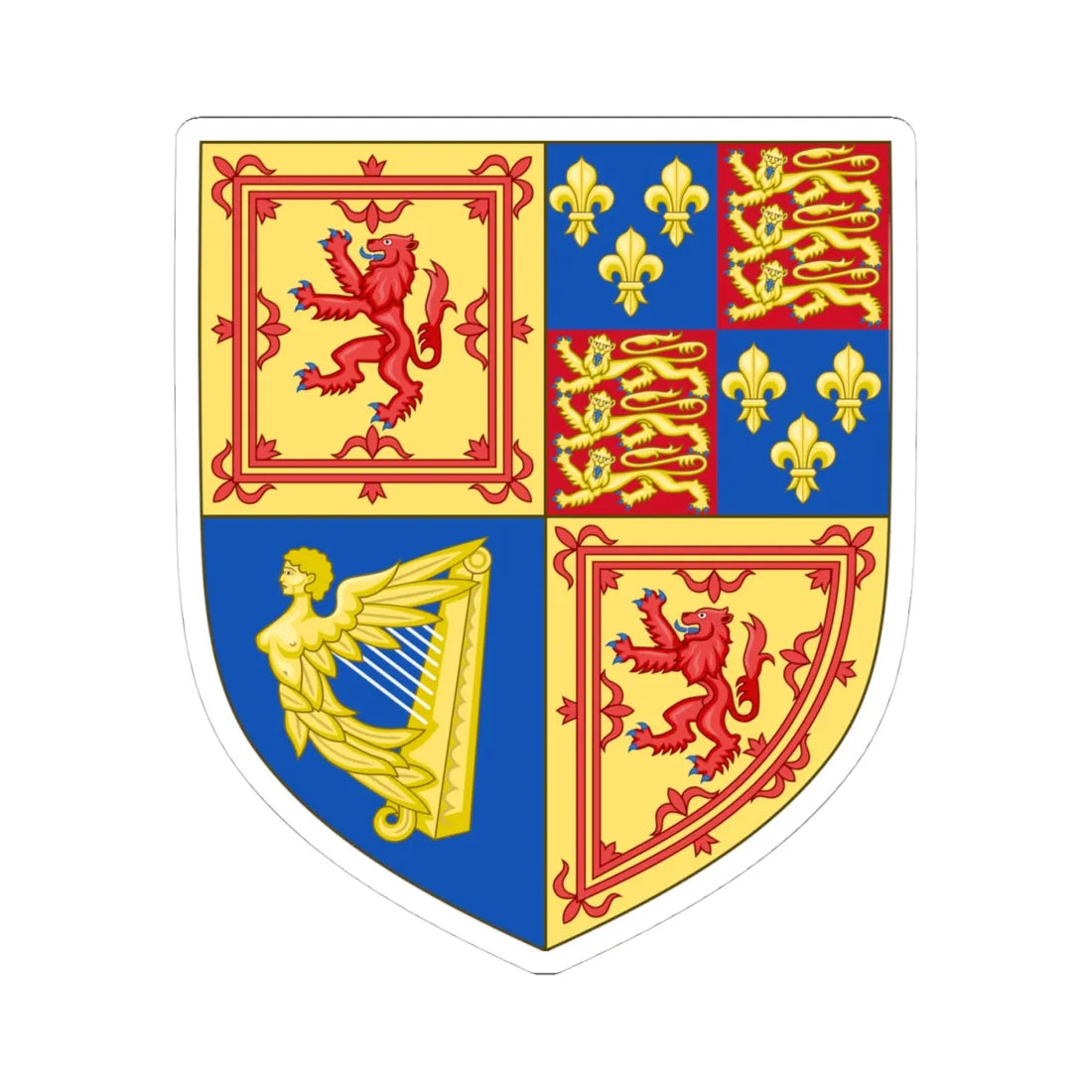 Royal Arms of the Kingdom of Scotland 1603-1707 (Scotland) (Coat of Arms) STICKER Vinyl Kiss-Cut Decal 4 Inch White - The Sticker Space