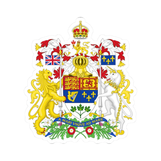 Royal Coat of Arms of Canada 1921-1957 (Canada) (Coat of Arms) STICKER Vinyl Kiss-Cut Decal 2 Inch White - The Sticker Space