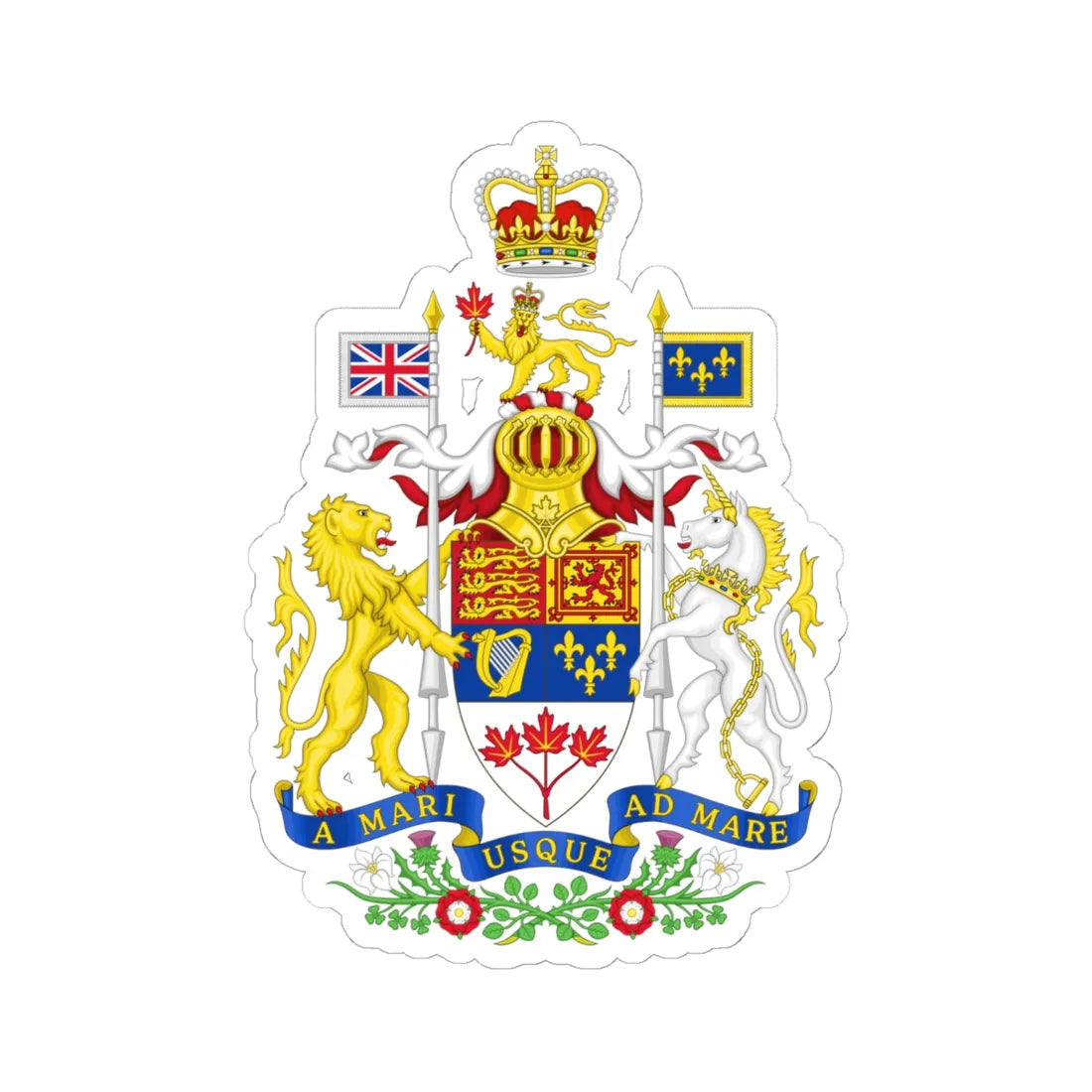 Royal Coat of arms of Canada 1957-1994 (Canada) (Coat of Arms) STICKER Vinyl Kiss-Cut Decal 6 Inch White - The Sticker Space