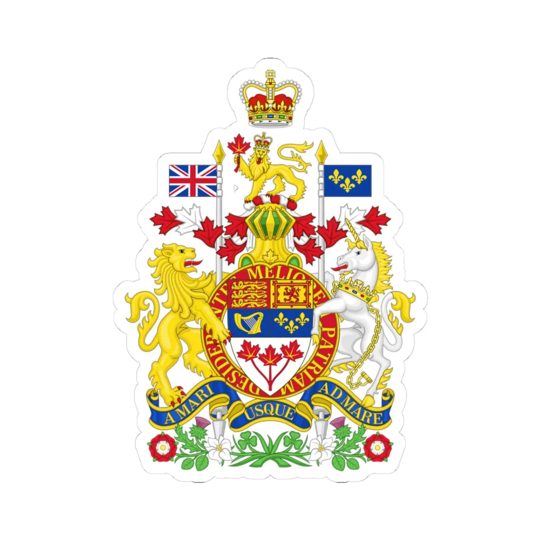Royal Coat of arms of Canada (Canada) (Coat of Arms) STICKER Vinyl Kiss-Cut Decal 3 Inch White - The Sticker Space