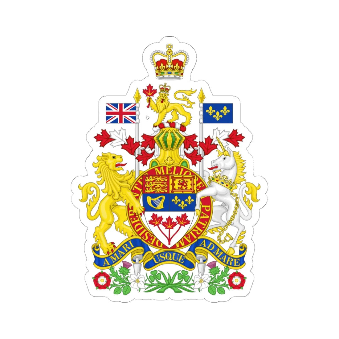 Royal Coat of arms of Canada (Canada) (Coat of Arms) STICKER Vinyl Kiss-Cut Decal 6 Inch White - The Sticker Space