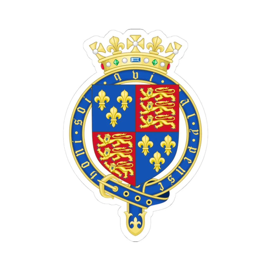 Royal Coat of Arms of England 1399-1603 (England) (Coat of Arms) STICKER Vinyl Kiss-Cut Decal 3 Inch White - The Sticker Space