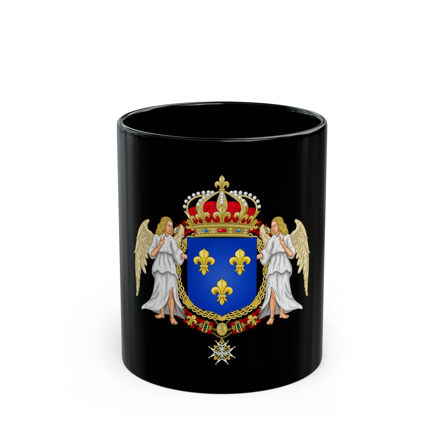 Royal Coat of Arms of France - Black Coffee Mug-11oz-The Sticker Space