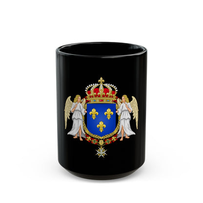 Royal Coat of Arms of France - Black Coffee Mug-15oz-The Sticker Space