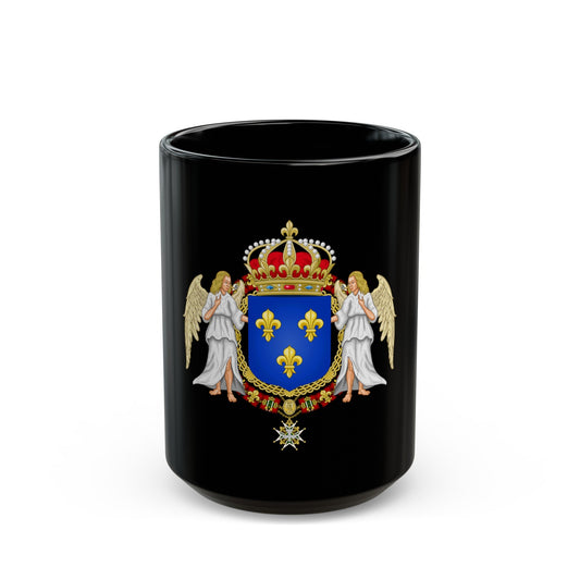 Royal Coat of Arms of France - Black Coffee Mug-15oz-The Sticker Space