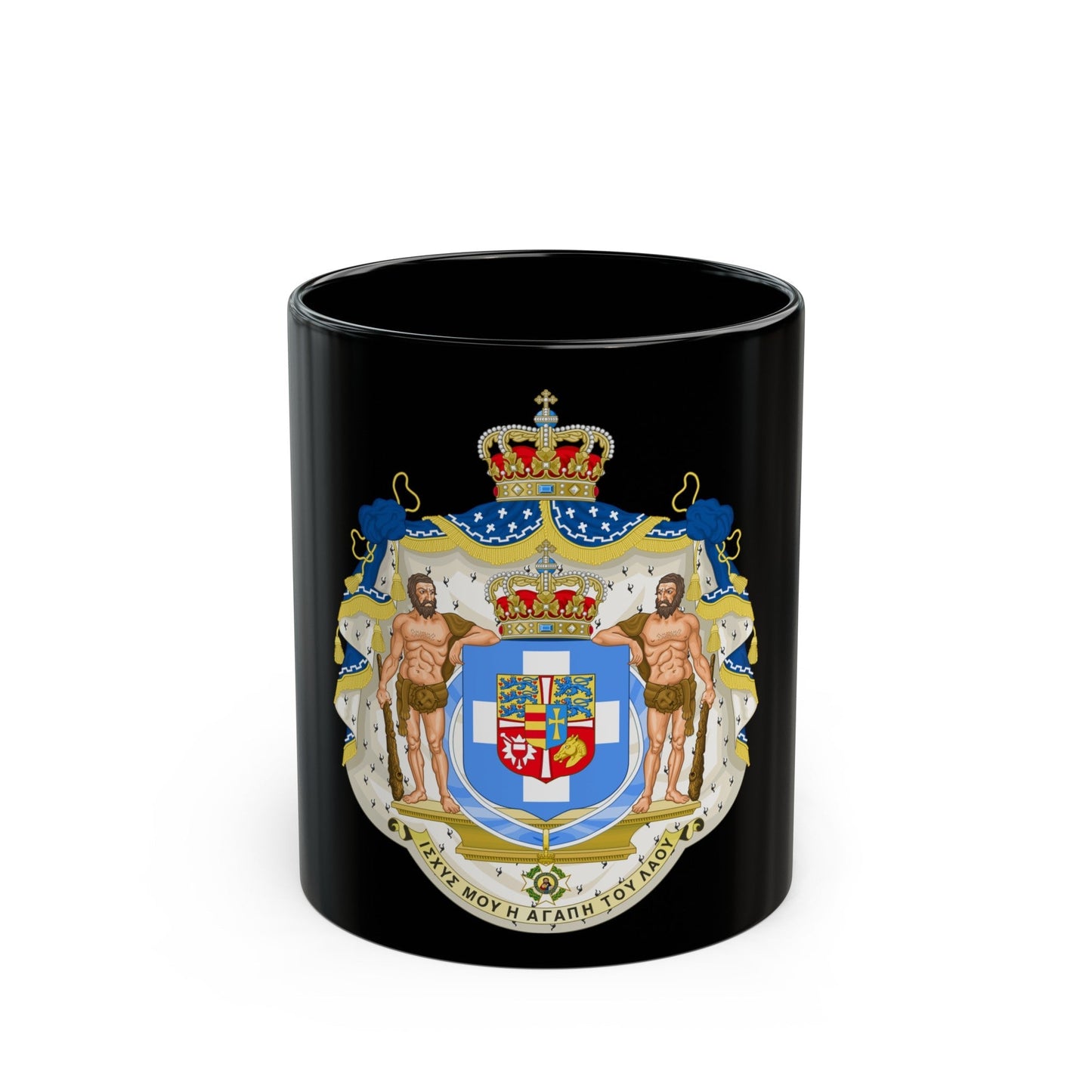 Royal Coat of Arms of Greece (1863-1936) - Black Coffee Mug-11oz-The Sticker Space