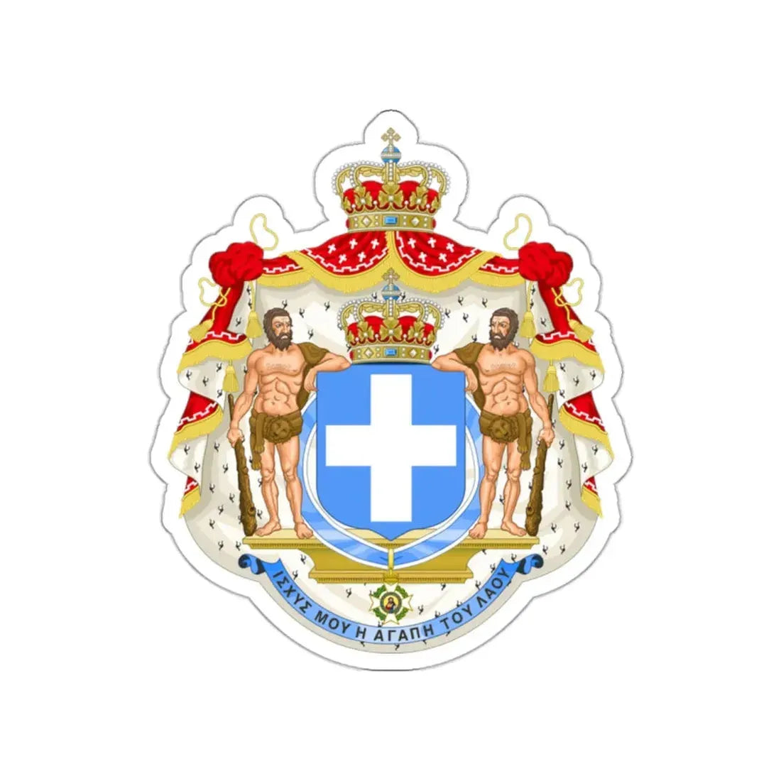 Royal Coat of Arms of Greece (blue cross) STICKER Vinyl Die-Cut Decal - The Sticker Space