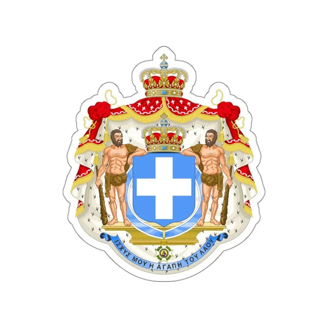 Royal Coat of Arms of Greece (blue cross) STICKER Vinyl Die-Cut Decal - The Sticker Space