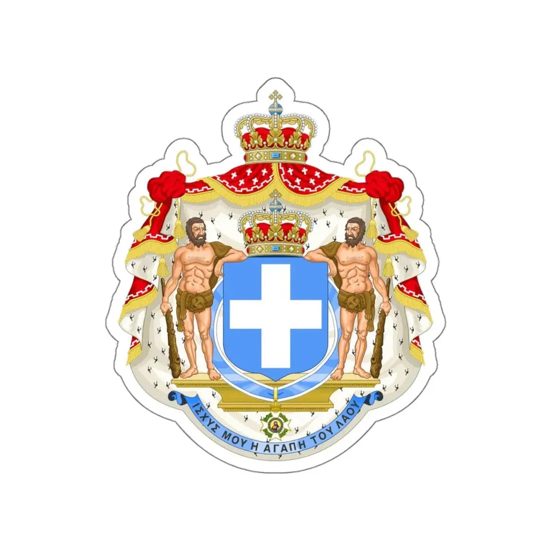 Royal Coat of Arms of Greece (blue cross) STICKER Vinyl Die-Cut Decal - The Sticker Space