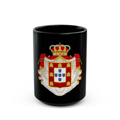 Royal Coat of Arms of Portugal with Mantle - Black Coffee Mug-15oz-The Sticker Space