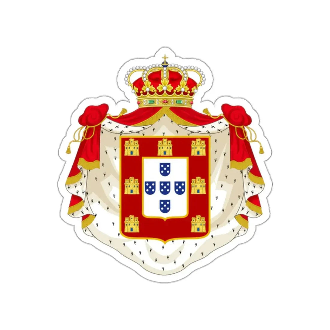 Royal Coat of Arms of Portugal with Mantle STICKER Vinyl Die-Cut Decal - The Sticker Space