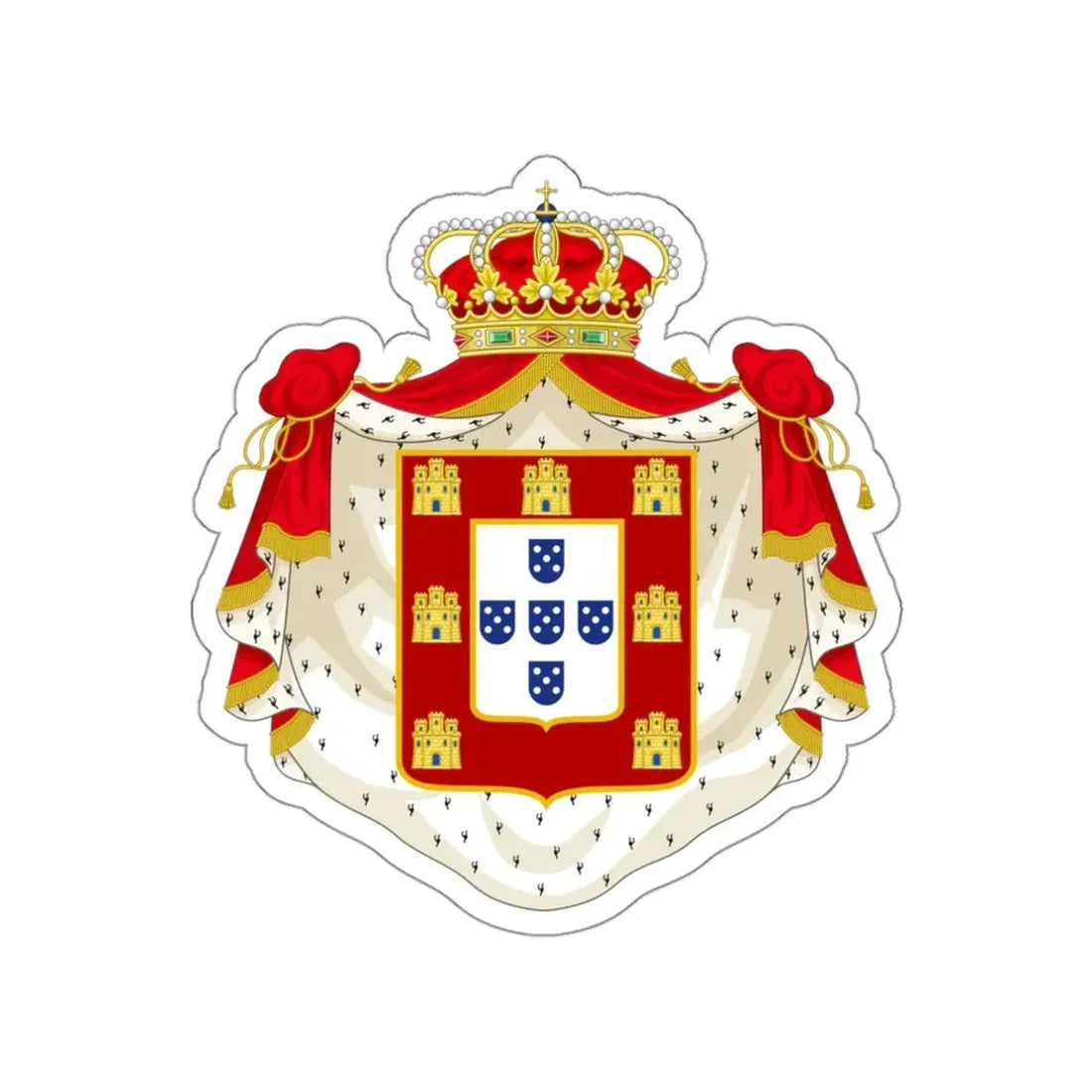 Royal Coat of Arms of Portugal with Mantle STICKER Vinyl Die-Cut Decal - The Sticker Space