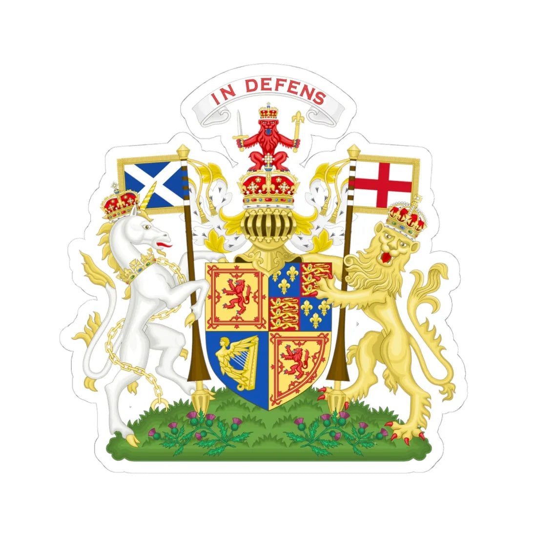 Royal Coat of arms of Scotland 1603-1651 (Scotland) (Coat of Arms) STICKER Vinyl Kiss-Cut Decal 4 Inch White - The Sticker Space