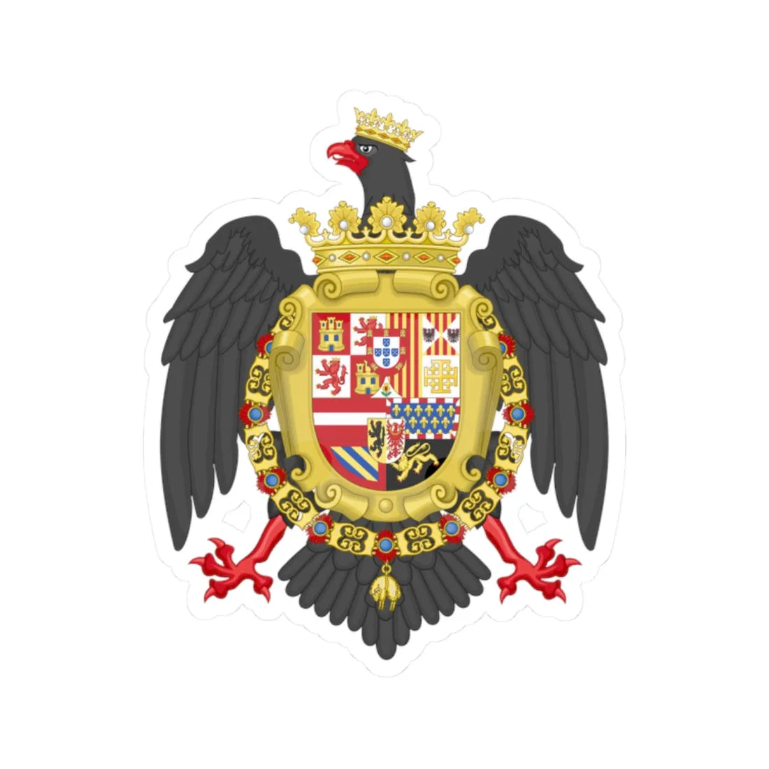 Royal Coat of Arms of Sicily 1580-1700 (Italy) (Coat of Arms) STICKER Vinyl Kiss-Cut Decal 2 Inch White - The Sticker Space