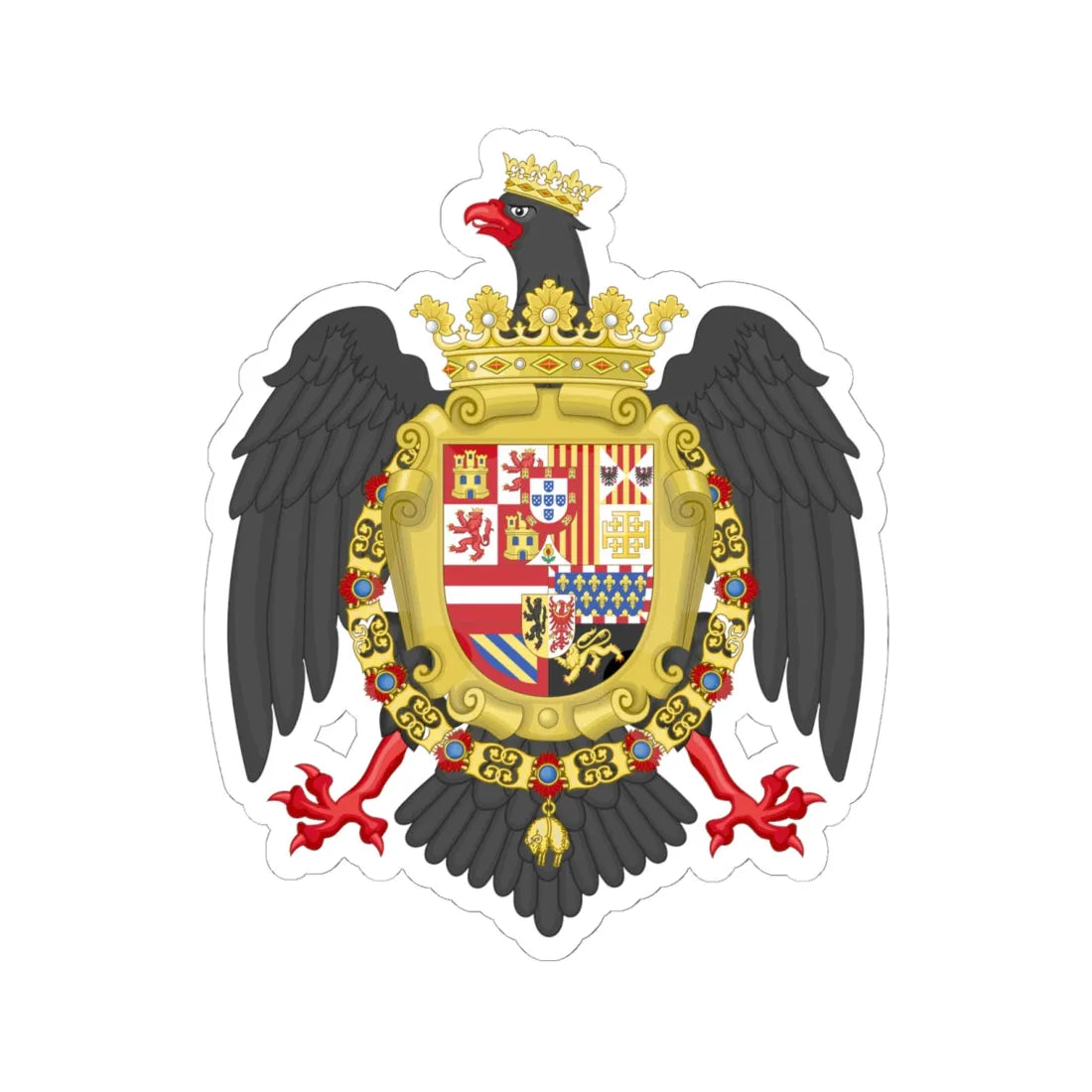 Royal Coat of Arms of Sicily 1580-1700 (Italy) (Coat of Arms) STICKER Vinyl Kiss-Cut Decal 6 Inch White - The Sticker Space