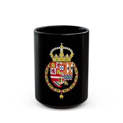 Royal Coat of Arms of Spain (1580-1668) - Black Coffee Mug-15oz-The Sticker Space