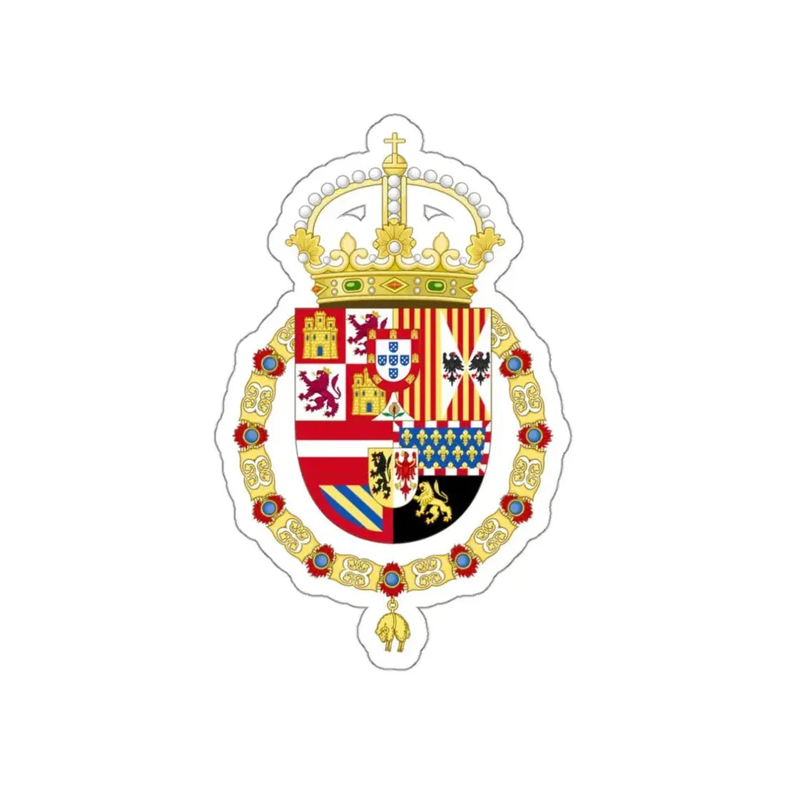 Royal Coat of Arms of Spain (1580-1668) STICKER Vinyl Die-Cut Decal 3 Inch - The Sticker Space