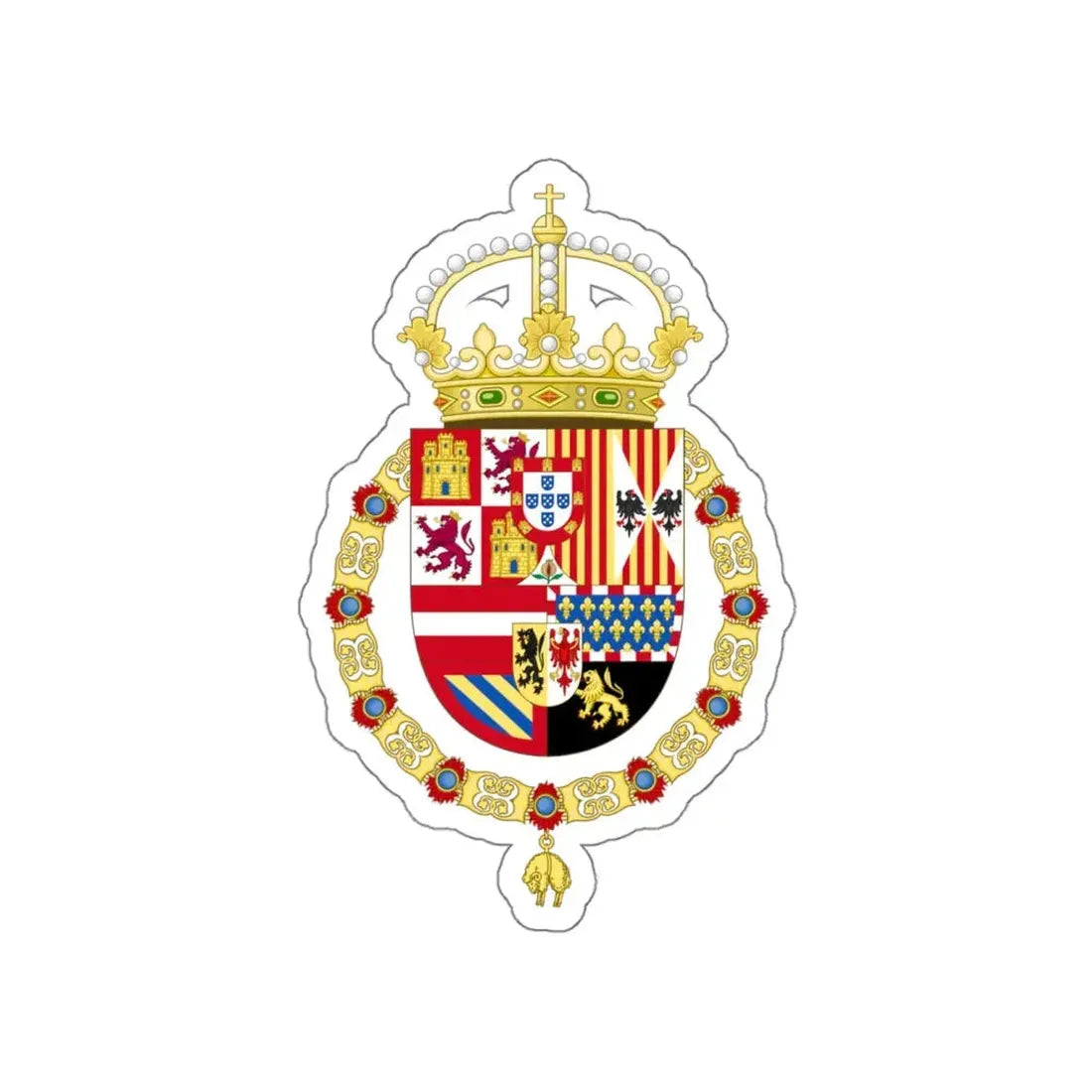 Royal Coat of Arms of Spain (1580-1668) STICKER Vinyl Die-Cut Decal 6 Inch - The Sticker Space