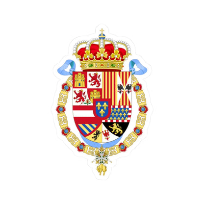Royal Coat of Arms of Spain 1700-1761-Common Version (Spain) (Coat of Arms) STICKER Vinyl Kiss-Cut Decal 2 Inch White - The Sticker Space