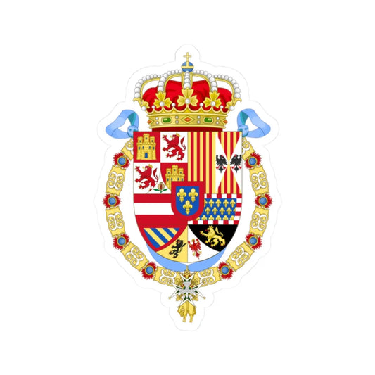 Royal Coat of Arms of Spain 1700-1761-Common Version (Spain) (Coat of Arms) STICKER Vinyl Kiss-Cut Decal 2 Inch White - The Sticker Space