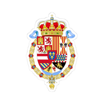 Royal Coat of Arms of Spain 1700-1761-Common Version (Spain) (Coat of Arms) STICKER Vinyl Kiss-Cut Decal 4 Inch White - The Sticker Space