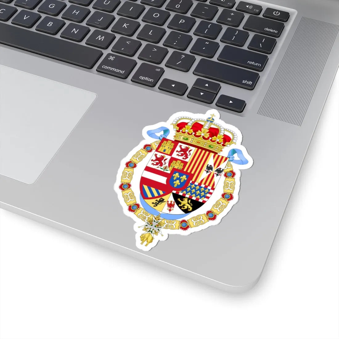 Royal Coat of Arms of Spain 1700-1761-Common Version (Spain) (Coat of Arms) STICKER Vinyl Kiss-Cut Decal - The Sticker Space