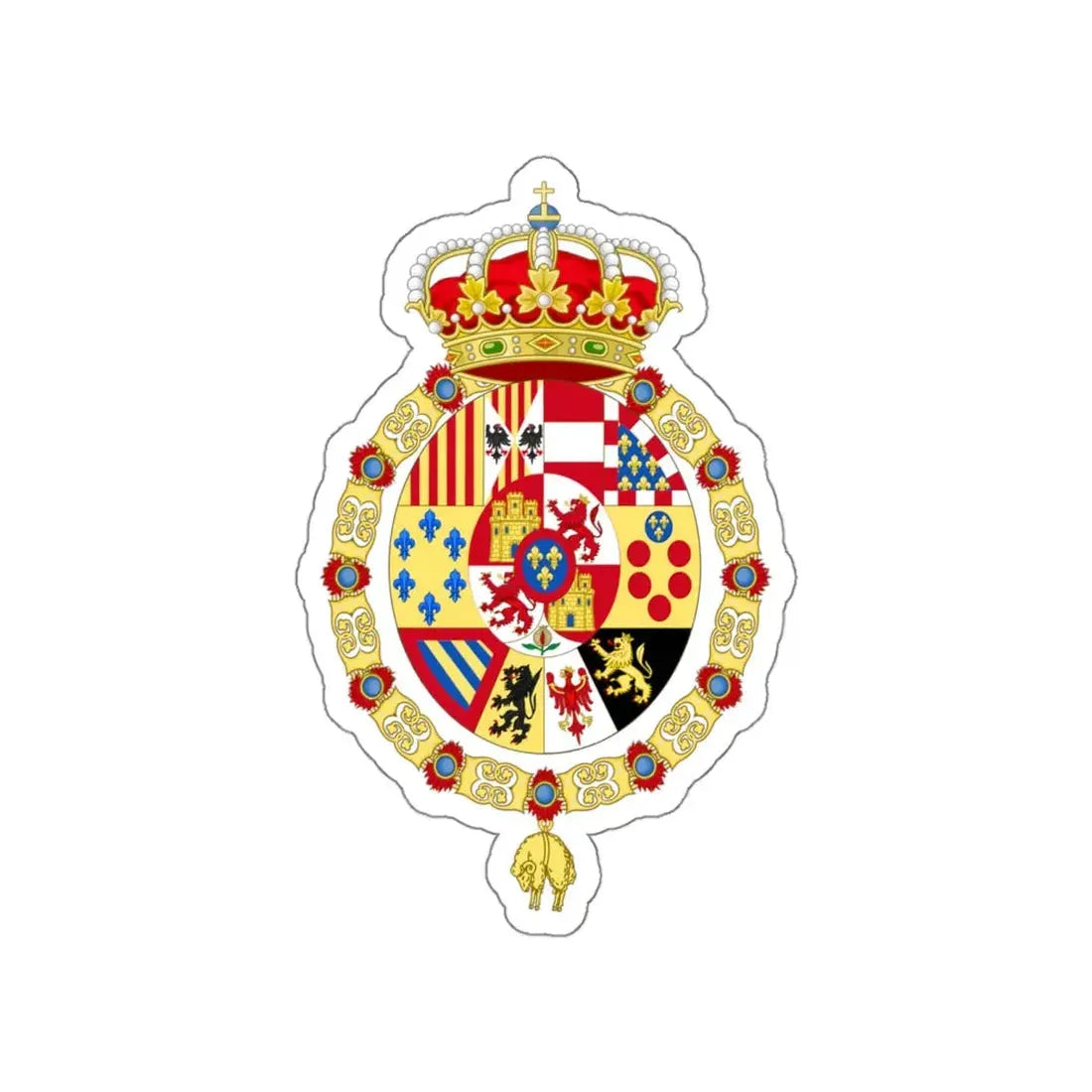 Royal Coat of Arms of Spain (1761-1868 and 1874-1931) STICKER Vinyl Die-Cut Decal - The Sticker Space