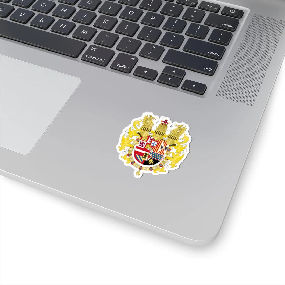 Royal Coat of Arms of Spain with Germanic Ornaments 1580-1621 (Spain) (Coat of Arms) STICKER Vinyl Kiss-Cut Decal - The Sticker Space
