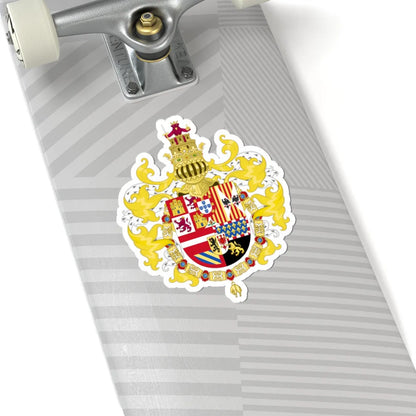 Royal Coat of Arms of Spain with Germanic Ornaments 1621-1668 (Spain) (Coat of Arms) STICKER Vinyl Kiss-Cut Decal - The Sticker Space