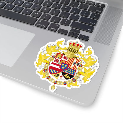 Royal Coat of Arms of Spain with Germanic Ornaments 1700-1761 (Spain) (Coat of Arms) STICKER Vinyl Kiss-Cut Decal - The Sticker Space