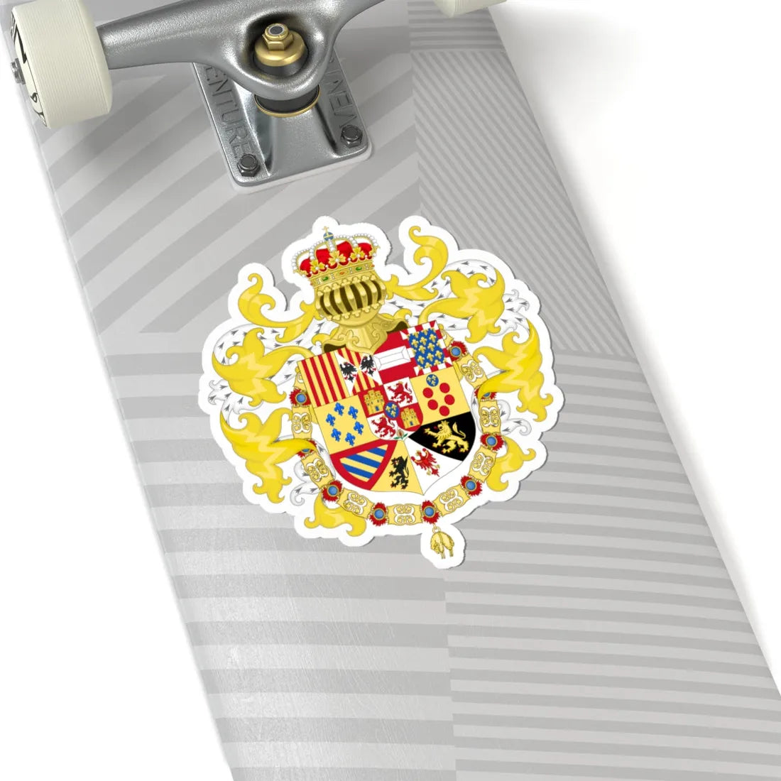 Royal Coat of Arms of Spain with Germanic Ornaments 1761-1868 and 1874-1931 (Spain) (Coat of Arms) STICKER Vinyl Kiss-Cut Decal - The Sticker Space