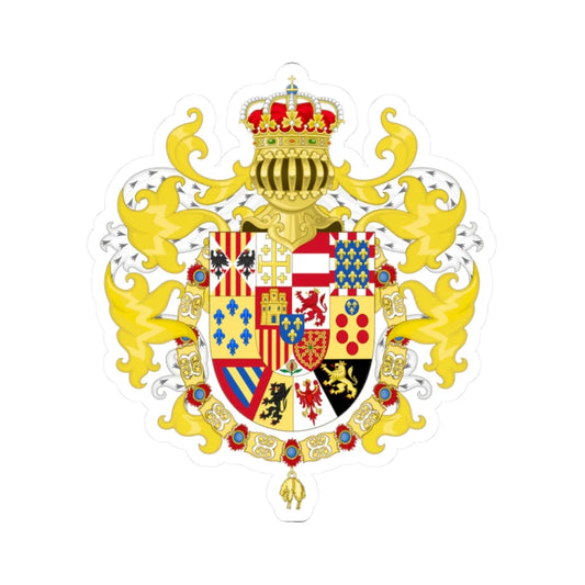 Royal Coat of Arms of Spain with Germanic Ornaments 1931 (Spain) (Coat of Arms) STICKER Vinyl Kiss-Cut Decal 2 Inch White - The Sticker Space