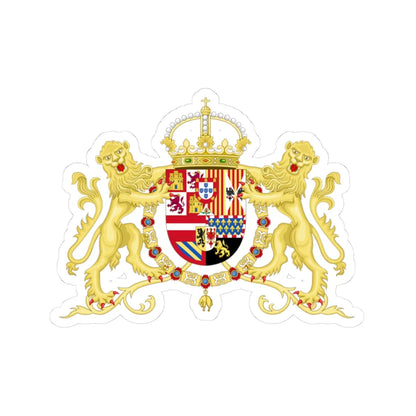 Royal Coat of Arms of Spain with Supporters 1580-1668 (Spain) (Coat of Arms) STICKER Vinyl Kiss-Cut Decal 3 Inch White - The Sticker Space