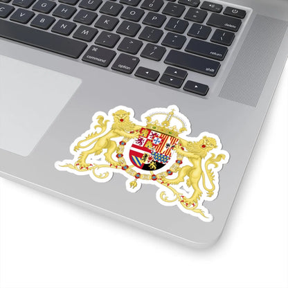 Royal Coat of Arms of Spain with Supporters 1580-1668 (Spain) (Coat of Arms) STICKER Vinyl Kiss-Cut Decal - The Sticker Space