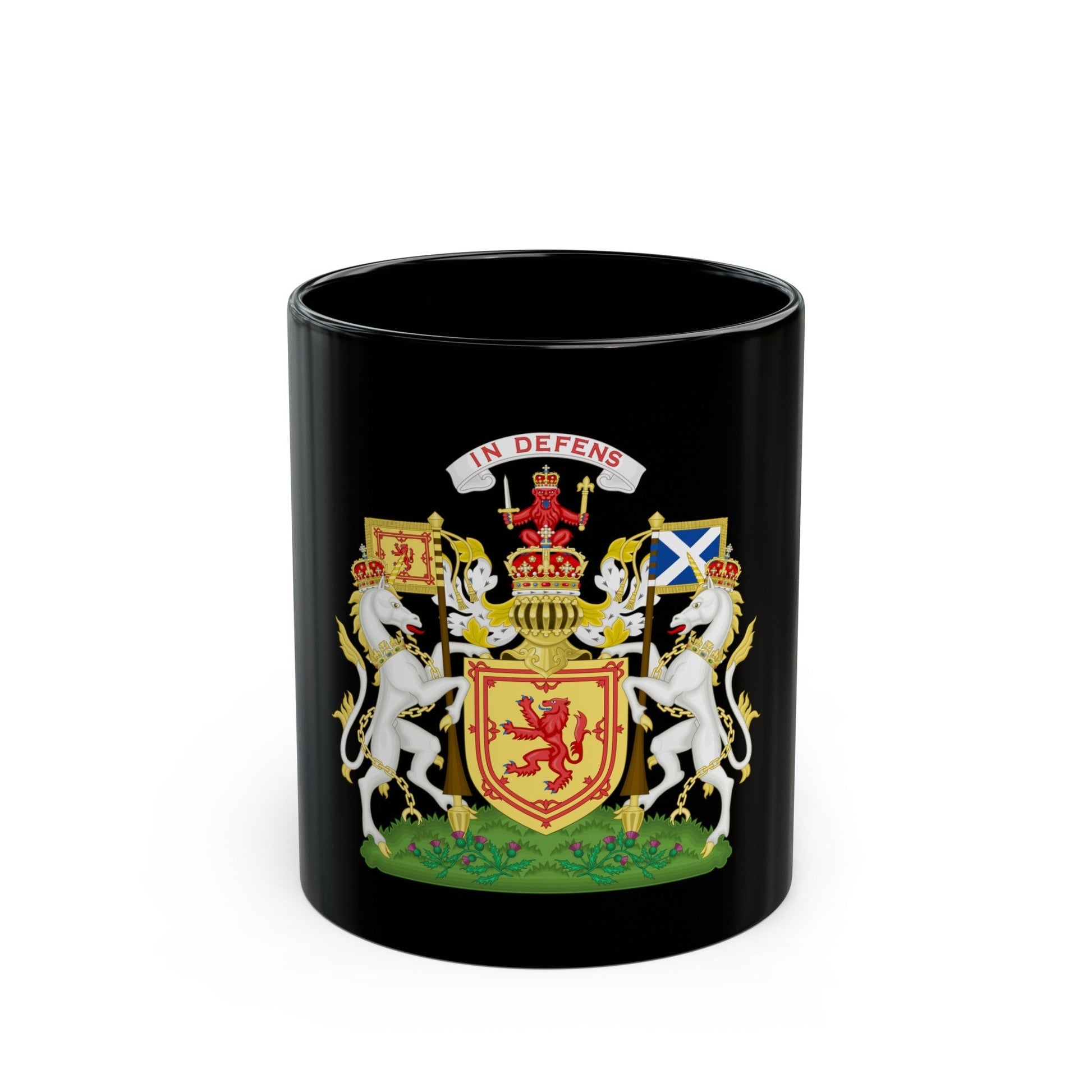 Royal Coat of Arms of the Kingdom of Scotland - Black Coffee Mug-11oz-The Sticker Space