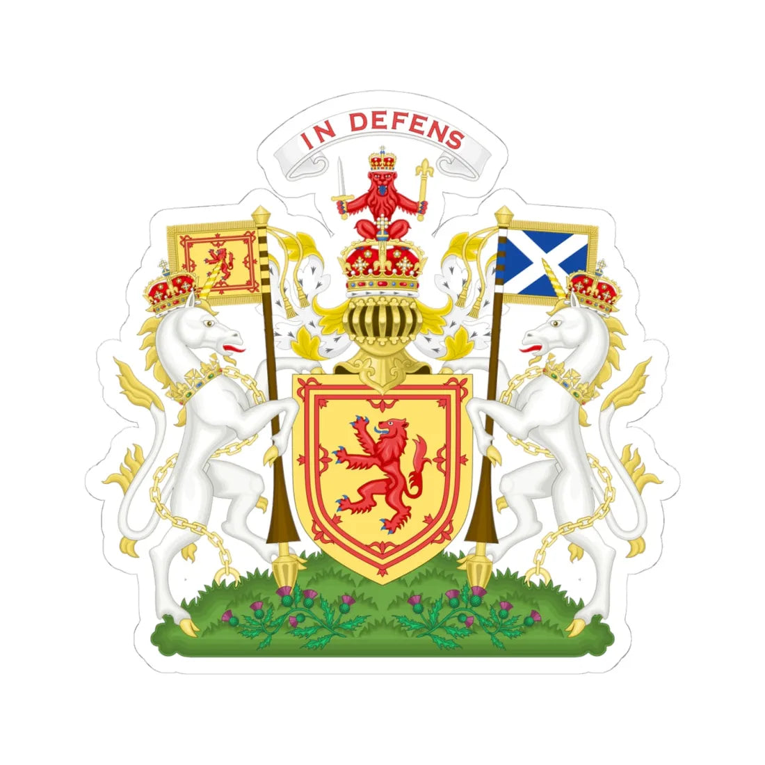 Royal Coat of Arms of the Kingdom of Scotland Variant 1 (Scotland) (Coat of Arms) STICKER Vinyl Kiss-Cut Decal 4 Inch White - The Sticker Space