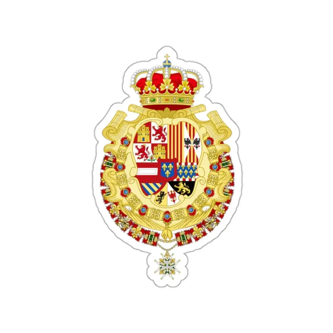Royal Greater Coat of Arms of Spain (1700-1761) STICKER Vinyl Die-Cut Decal 2 Inch - The Sticker Space