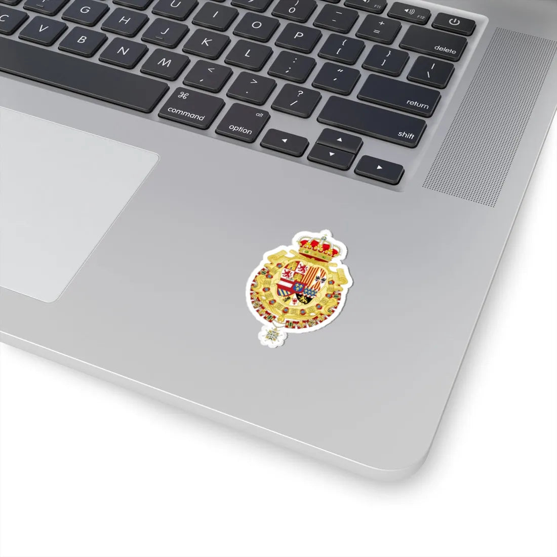 Royal Greater Coat of Arms of Spain 1700-1761 Version with Golden Fleece and Holy Spirit Collars (Spain) (Coat of Arms) STICKER Vinyl Kiss-Cut Decal - The Sticker Space