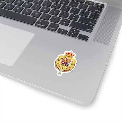 Royal Greater Coat of Arms of Spain 1700-1761 Version with Golden Fleece and Holy Spirit Collars (Spain) (Coat of Arms) STICKER Vinyl Kiss-Cut Decal - The Sticker Space