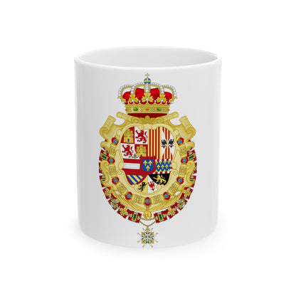 Royal Greater Coat of Arms of Spain (1700-1761) - White Coffee Mug-11oz-The Sticker Space