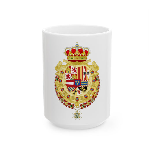 Royal Greater Coat of Arms of Spain (1700-1761) - White Coffee Mug-15oz-The Sticker Space