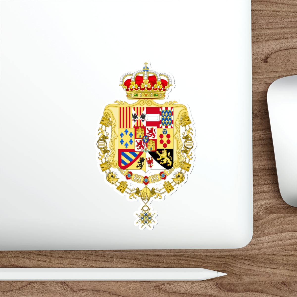 Royal Greater Coat of Arms of Spain (1761-1868 and 1874-1931) STICKER Vinyl Die-Cut Decal-The Sticker Space