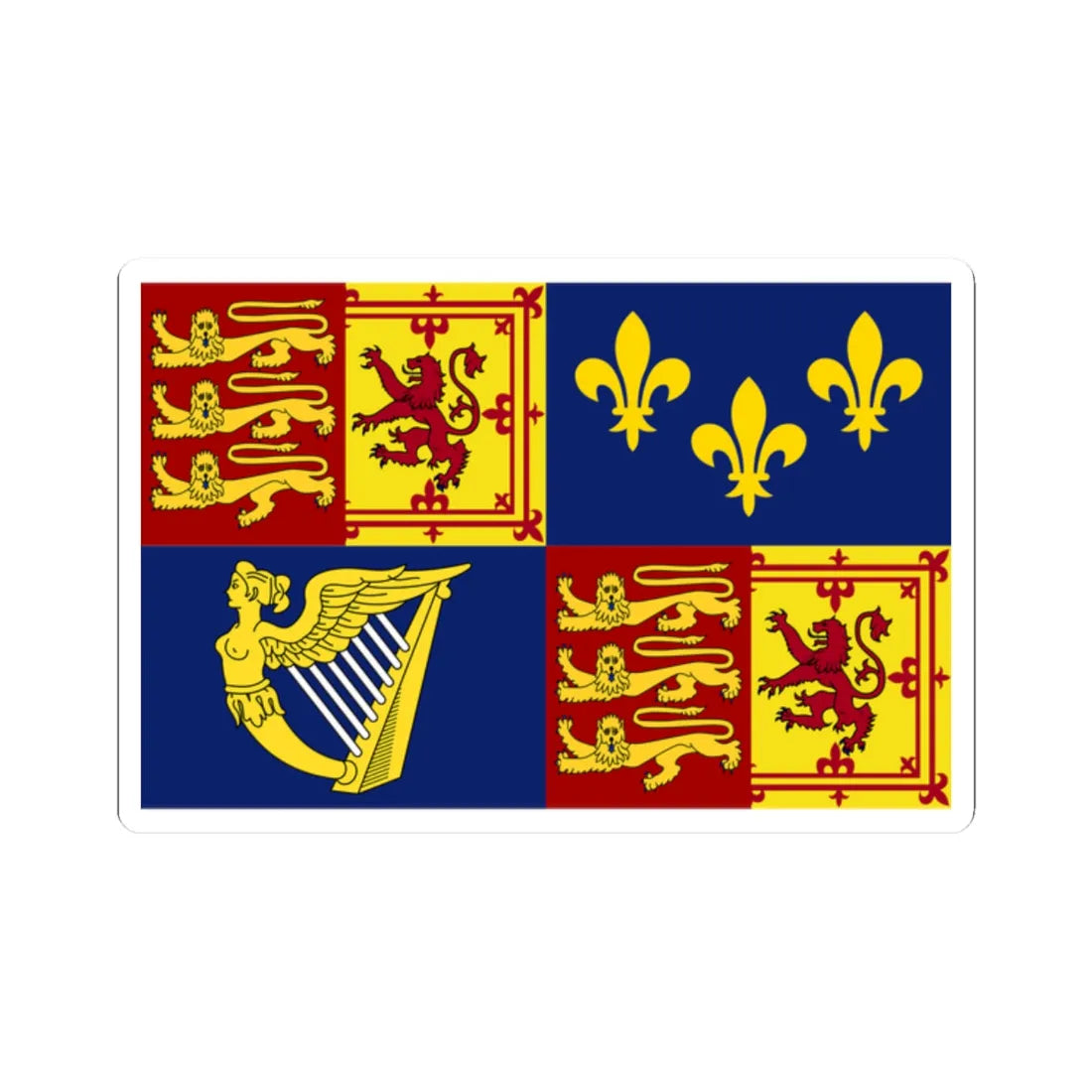 Royal Standard of Great Britain 1707-1714 (Ireland) STICKER Vinyl Kiss-Cut Decal 2 Inch White - The Sticker Space