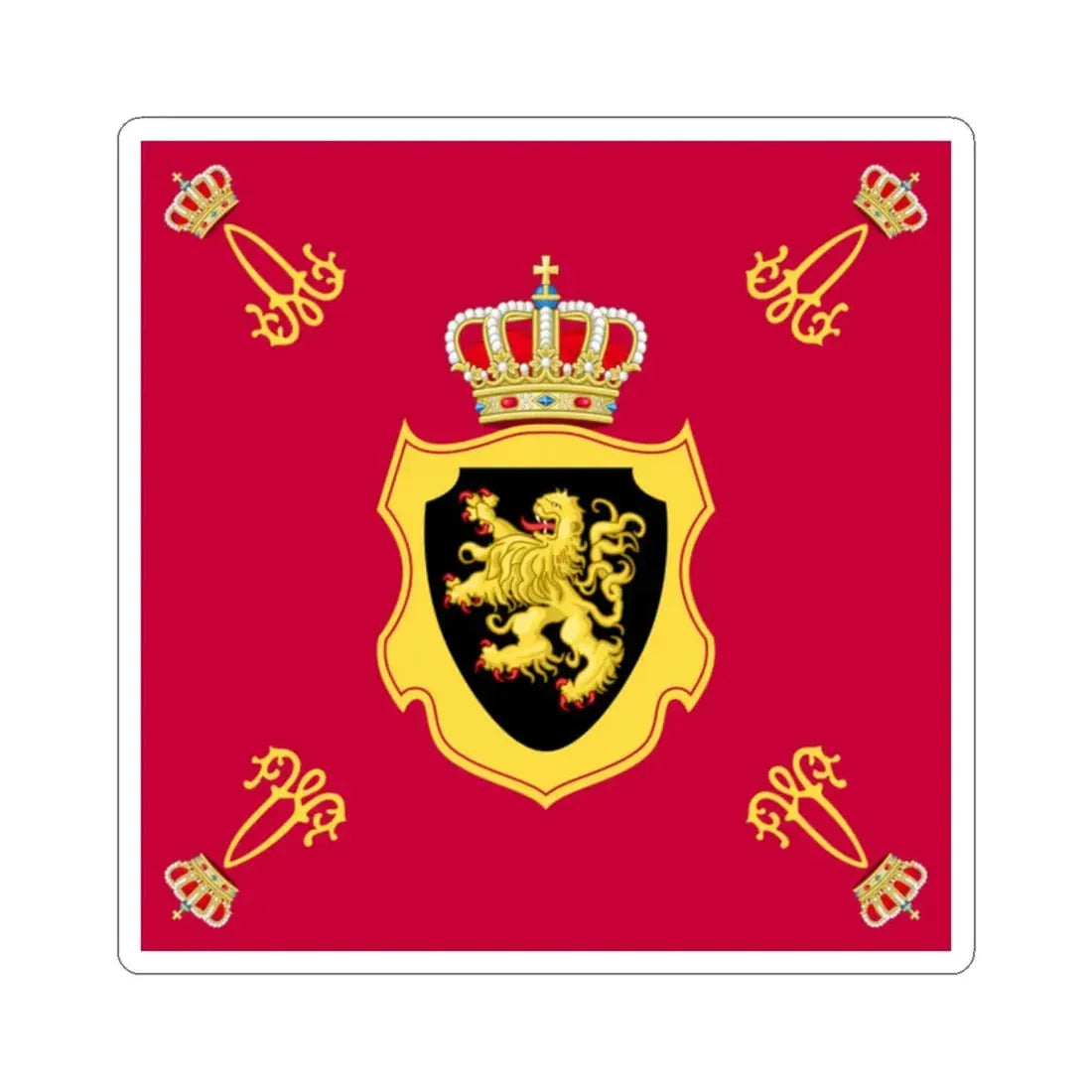 Royal Standard of King Albert I of Belgium 1909-1934 (Belgium) STICKER Vinyl Kiss-Cut Decal 2 Inch White - The Sticker Space
