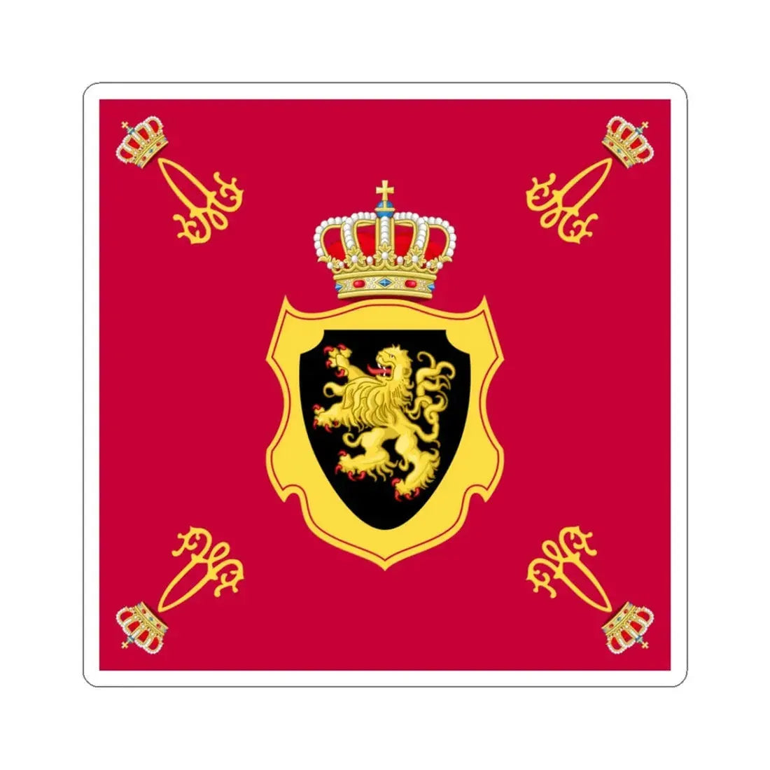Royal Standard of King Albert I of Belgium 1909-1934 (Belgium) STICKER Vinyl Kiss-Cut Decal 3 Inch White - The Sticker Space