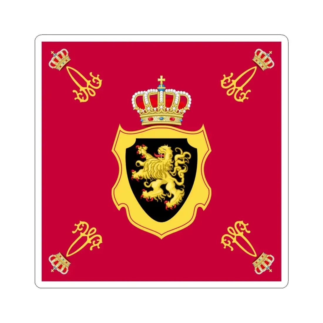Royal Standard of King Albert I of Belgium 1909-1934 (Belgium) STICKER Vinyl Kiss-Cut Decal 6 Inch White - The Sticker Space