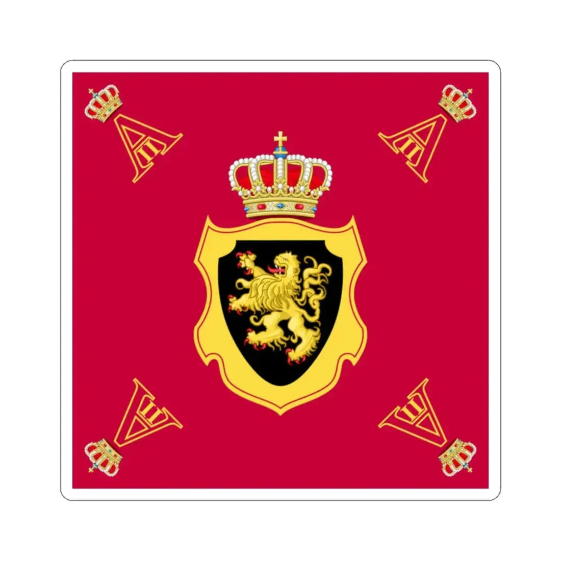 Royal Standard of King Albert II of Belgium (Belgium) STICKER Vinyl Kiss-Cut Decal 2 Inch White - The Sticker Space